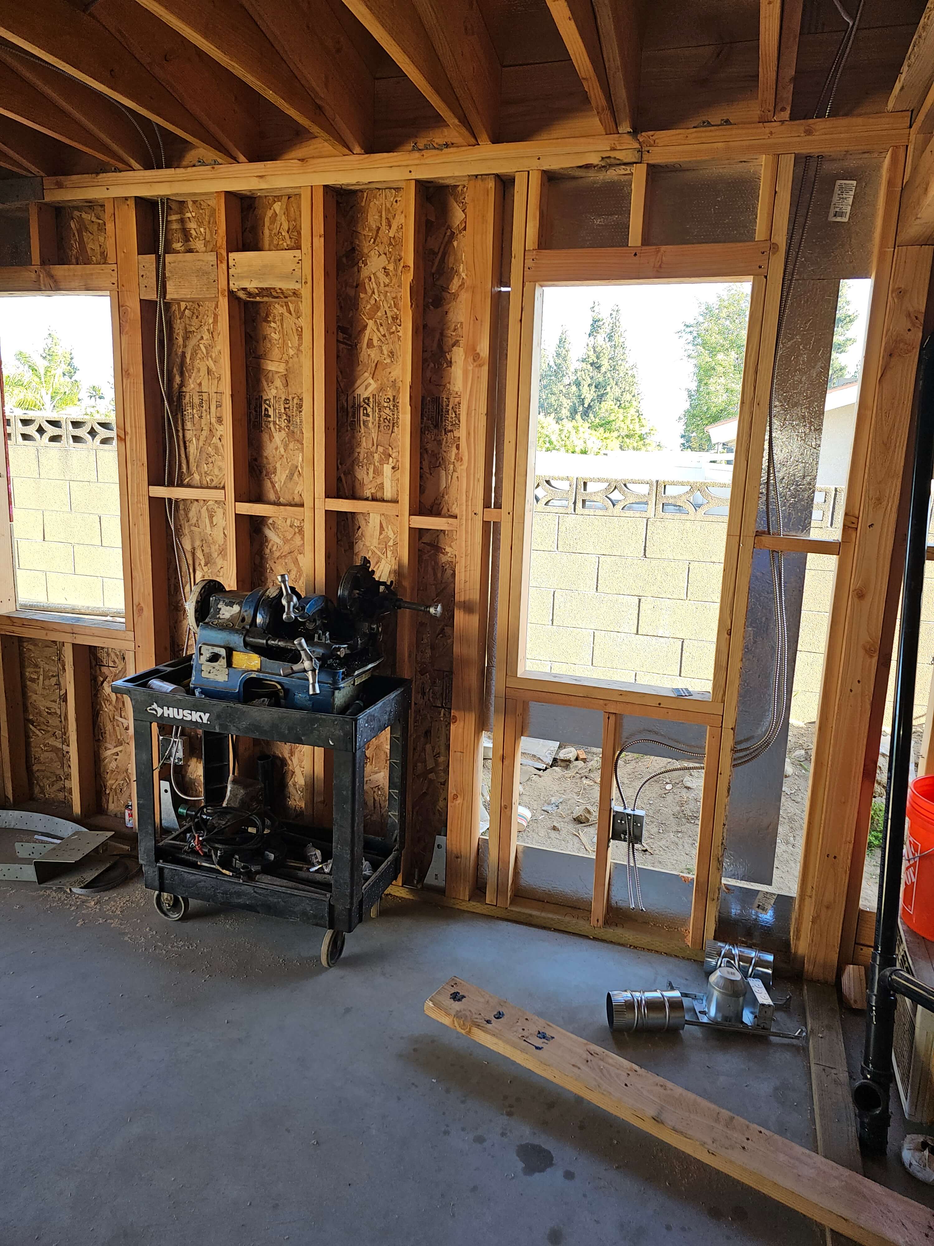 Ontario — rough-in electrical cabling on framed wall