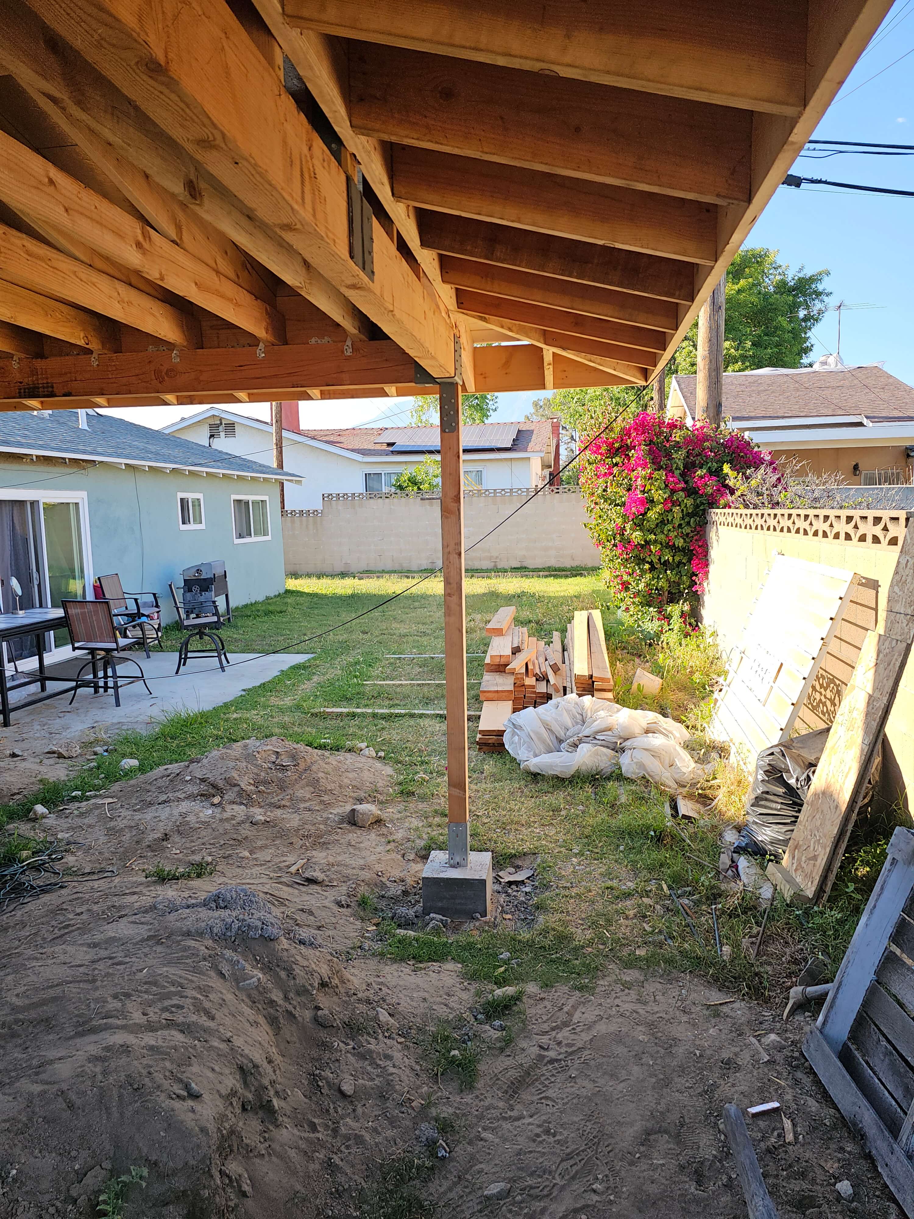 Ontario — structural post anchored to concrete pier footing
