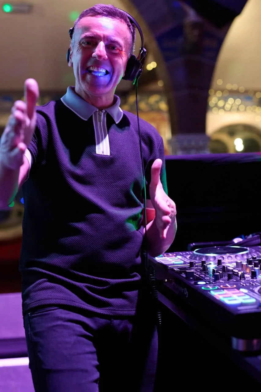 AWDJ wedding DJ set up at a wedding reception