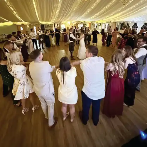 Wedding DJ set up at a wedding reception