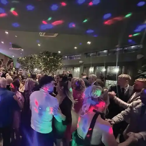 Full performer lineup at a wedding