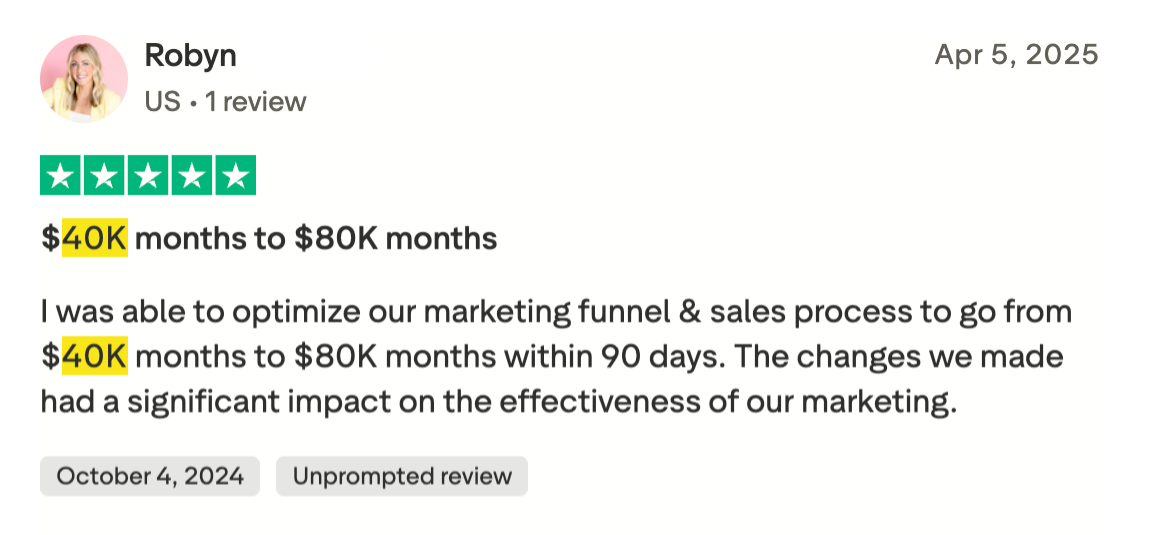 Robyn's 5-star Trustpilot review