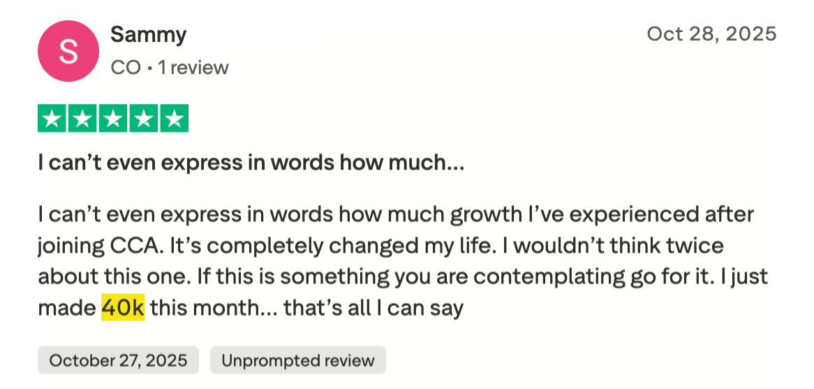 Sammy's 5-star Trustpilot review