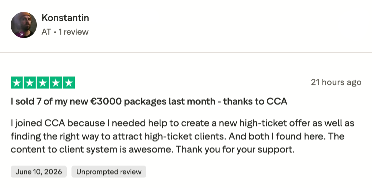 Konstantin 5-star Trustpilot review