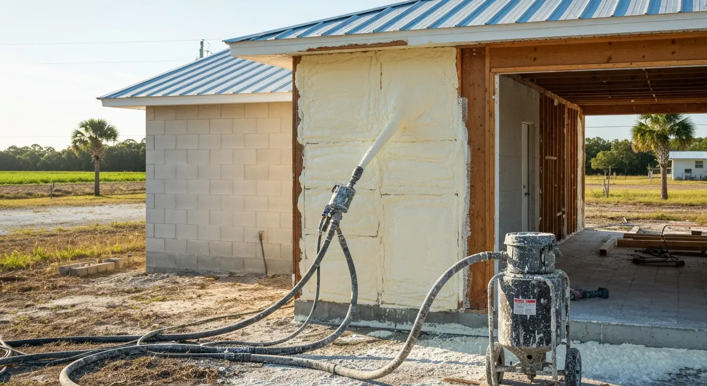 Spray foam insulation application