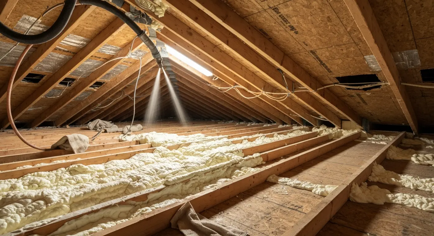 Spray foam insulation installation
