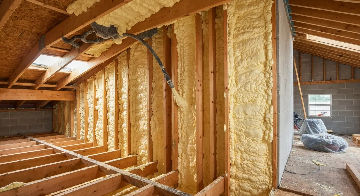Spray foam insulation installation