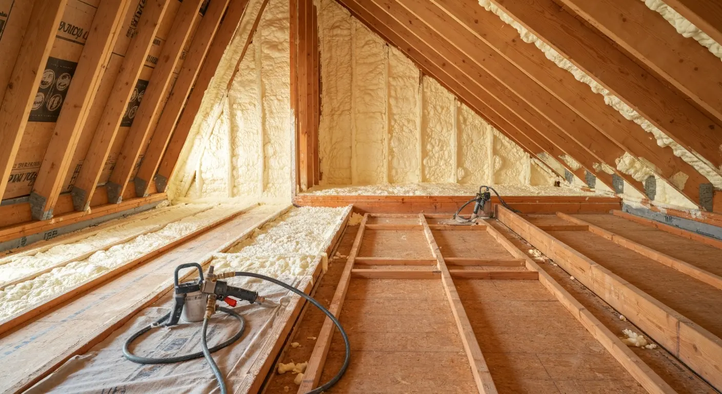 Spray foam insulation installation