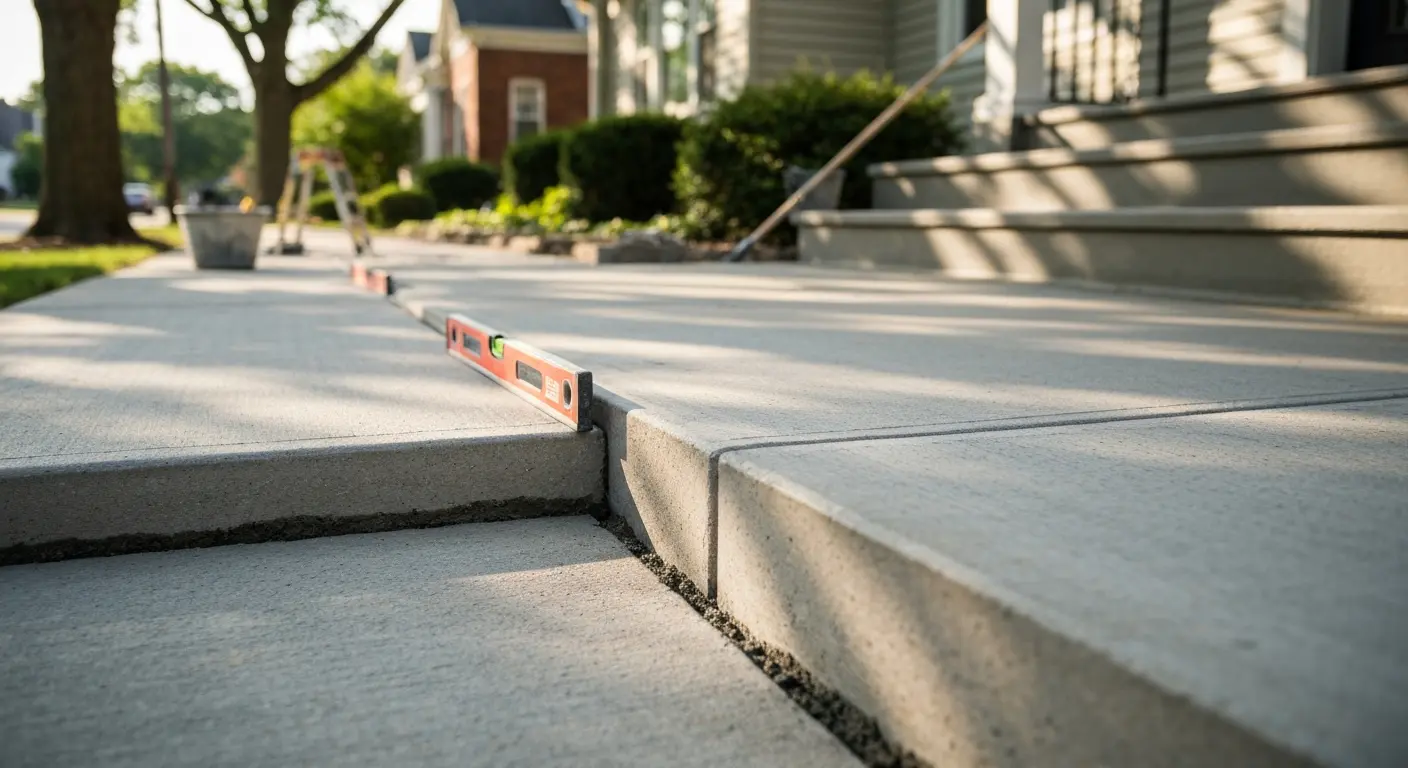 Sidewalk leveling work