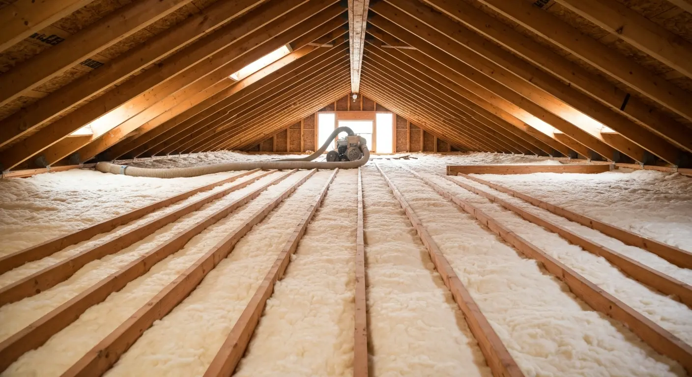 Blown-in attic insulation coverage