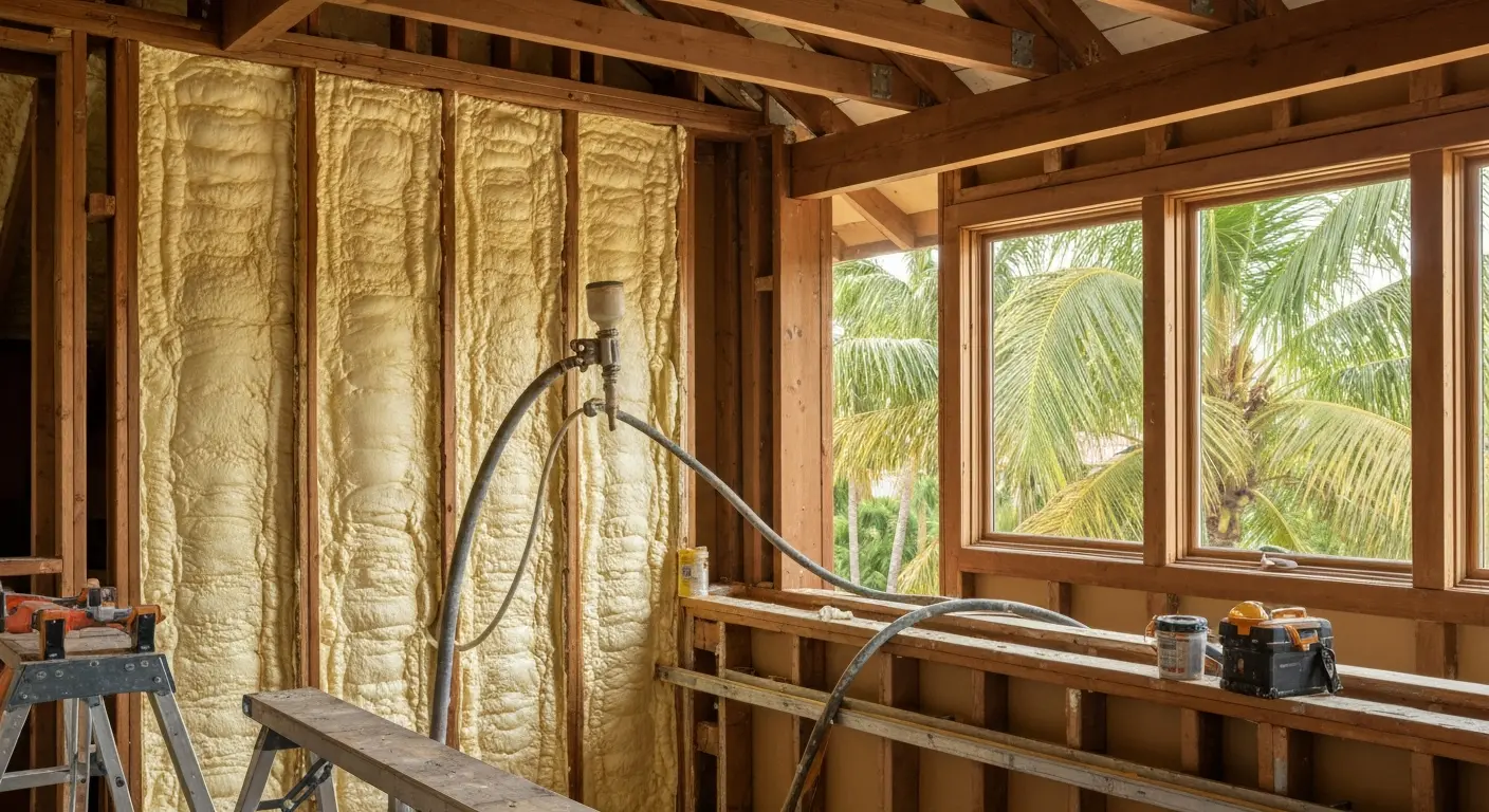 Spray foam insulation installation