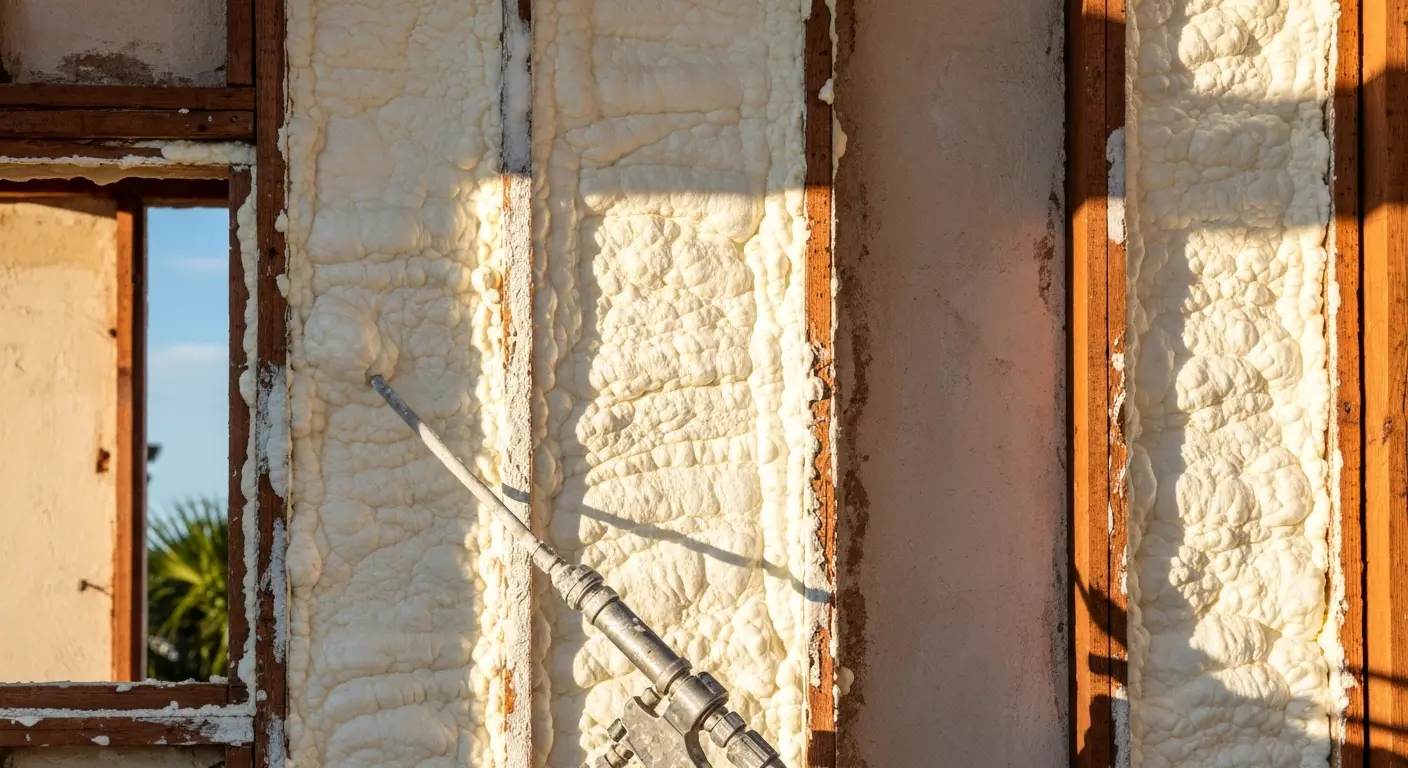 Spray foam insulation installation