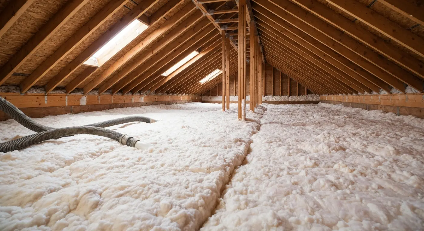 Blown-in insulation installation