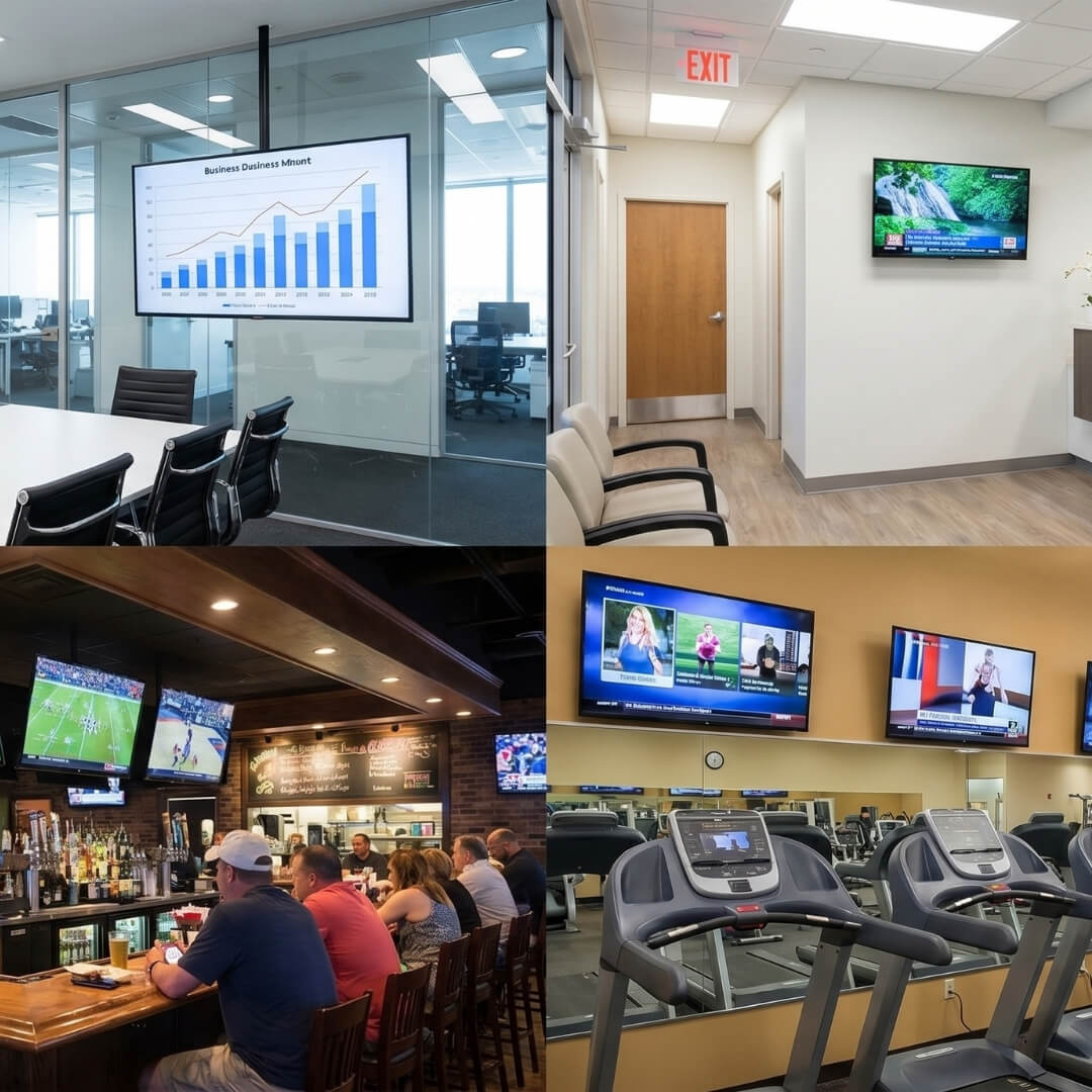 Commercial TV mounting in office or business