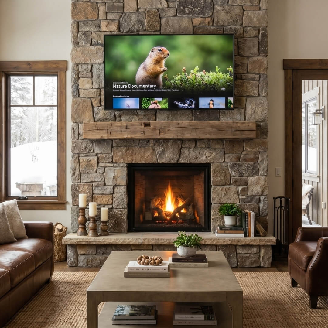 TV above fireplace
