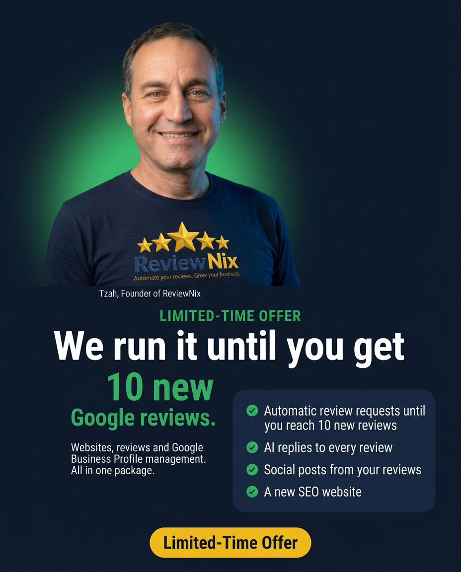 Tzah, founder of ReviewNix - we run it until you get 10 new Google reviews