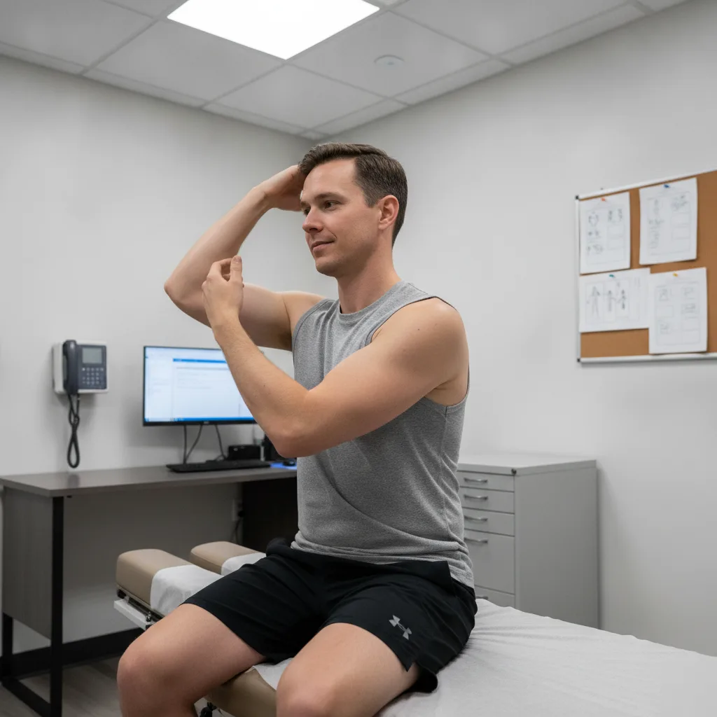 Patient preparing for a sports massage session at Serenity Health & Body in Bradley, IL