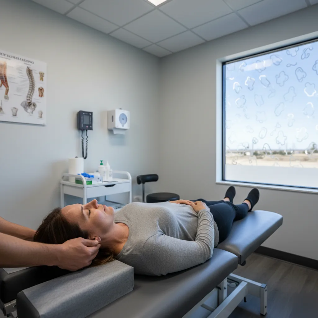 Patient receiving headache and migraine relief treatment at Serenity Health & Body in Bradley, IL