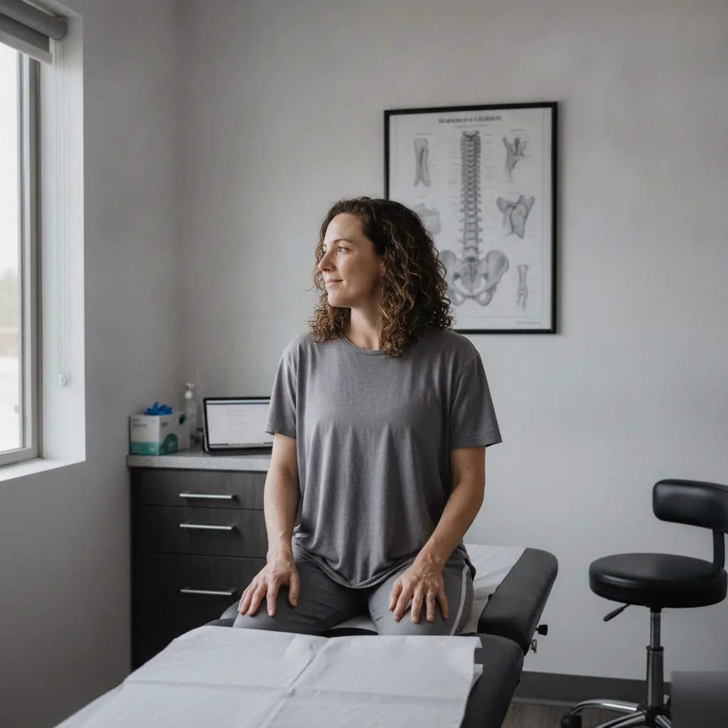 Patient seated calmly at Serenity Health & Body in Bradley, IL after a sciatica treatment session