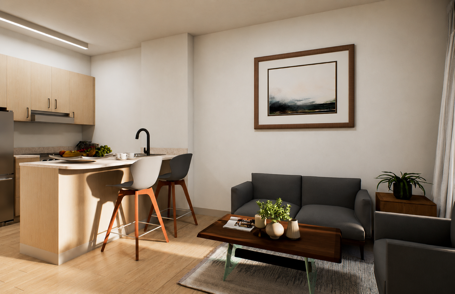 One-bedroom C1 interior rendering