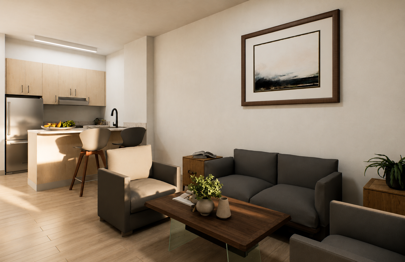 Two-bedroom E2 interior rendering