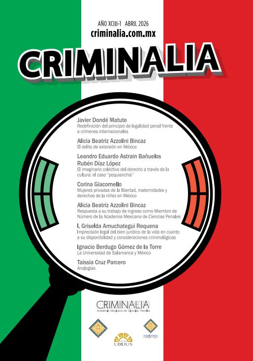 Portada Criminalia Vol. 93, Núm. 1 (2026)