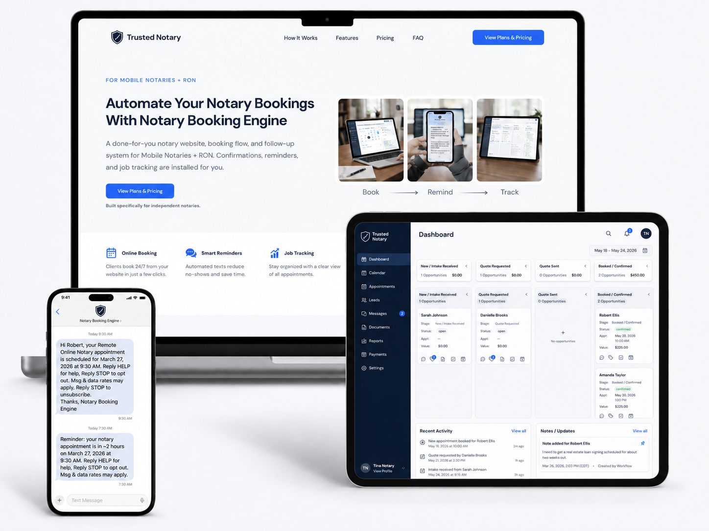 Notary Booking Engine setup preview