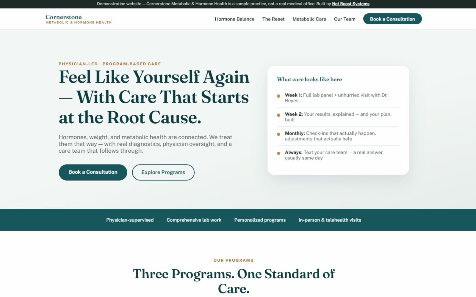 Cornerstone Metabolic & Hormone Health — functional medicine demo website