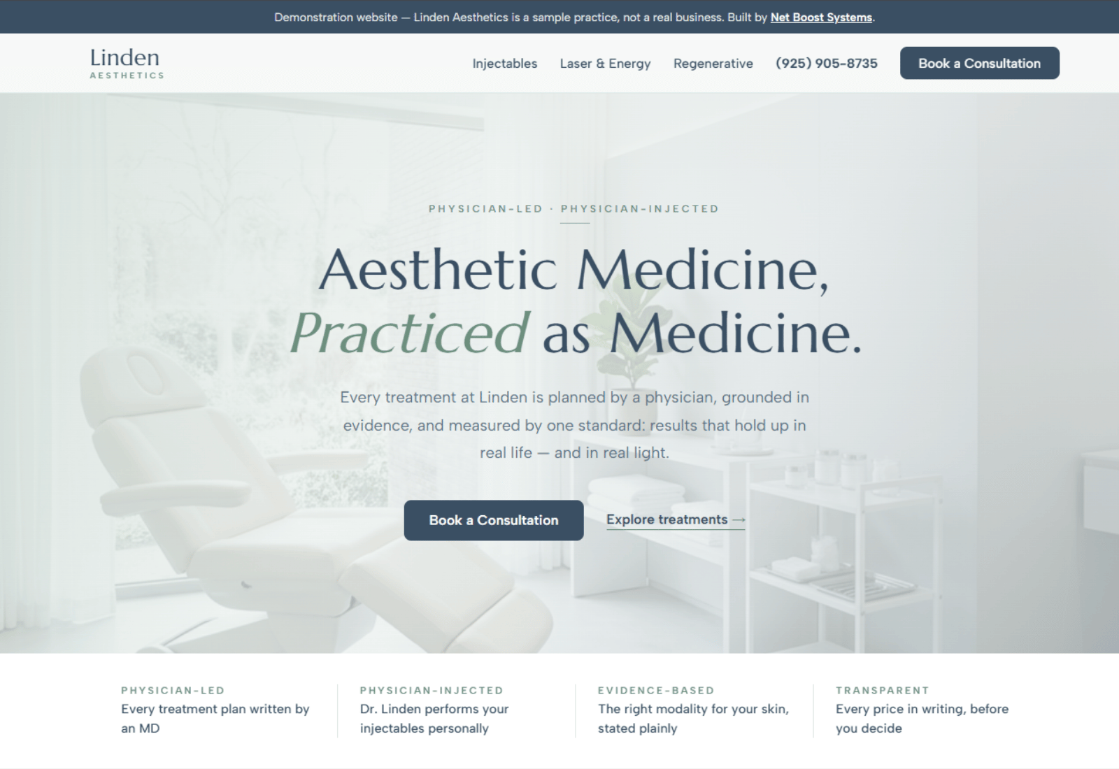 Linden Aesthetics — aesthetic practice demo website