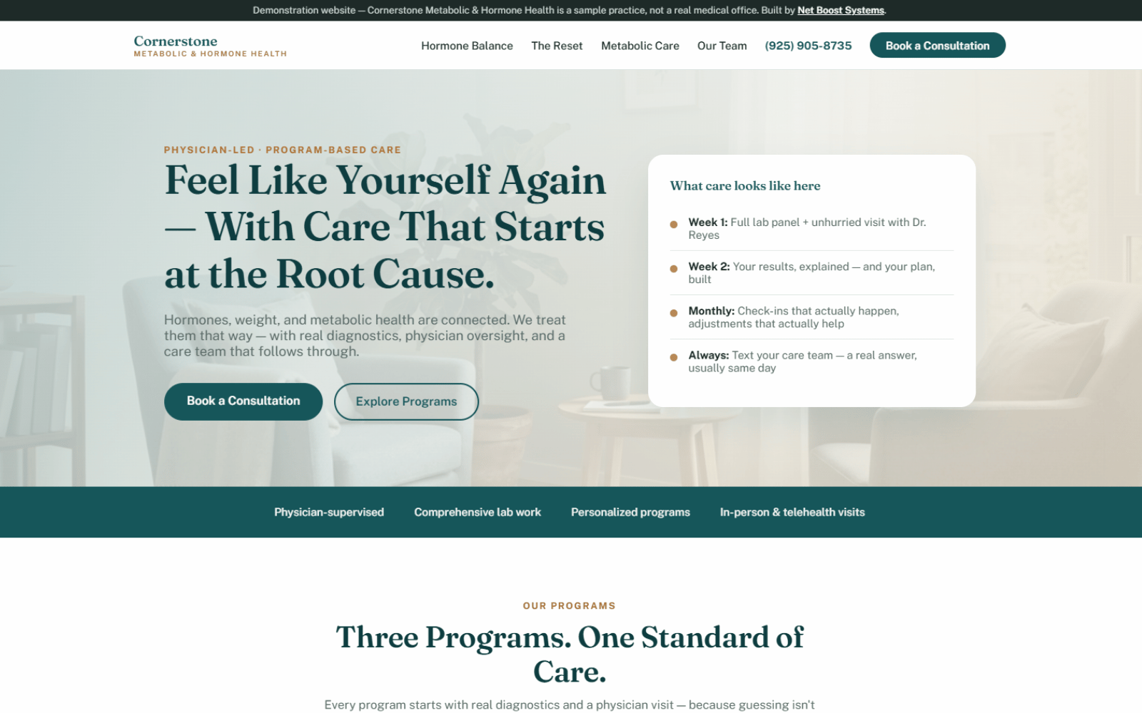 Cornerstone Metabolic & Hormone Health — functional medicine demo website