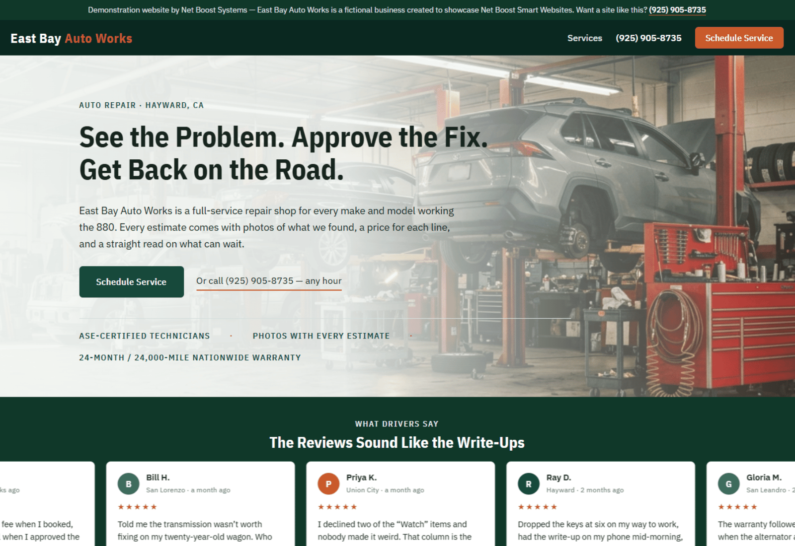 East Bay Auto Works — auto repair demo website