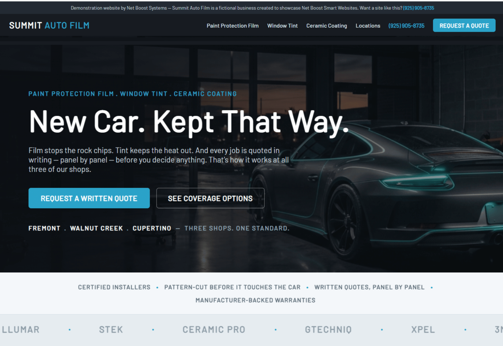 Summit Auto Film — PPF, window tint & ceramic coating demo website