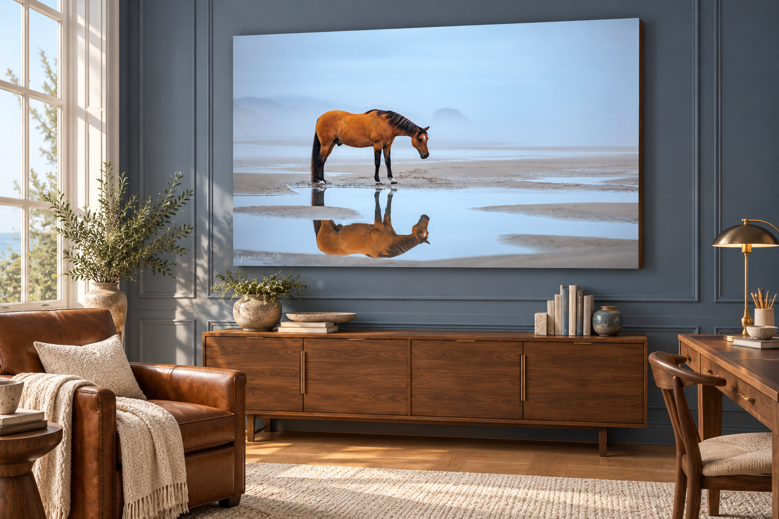 Horse fine art print in an elegant living room