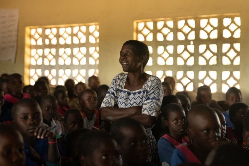Students in a sunlit classroom