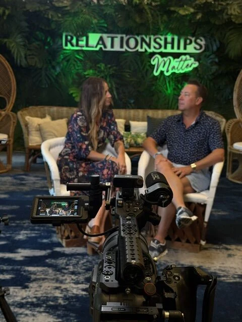 Behind the scenes filming an HPN associate interview on the Relationships Matter set