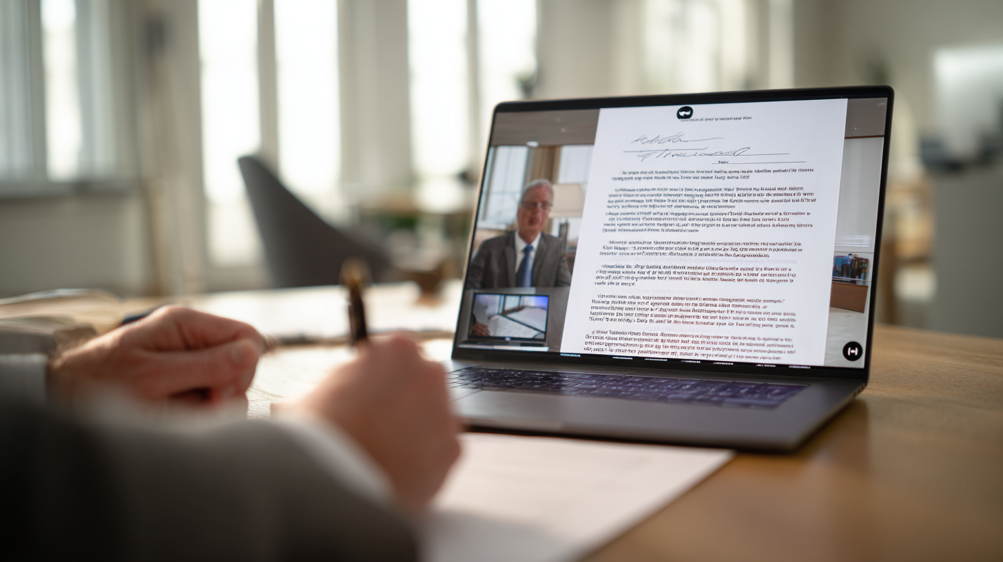 Signer verifying identity for online notarization by showing government ID to Florida remote online notary Signer verifying identity for online notarization by showing government ID to Florida remote online notary