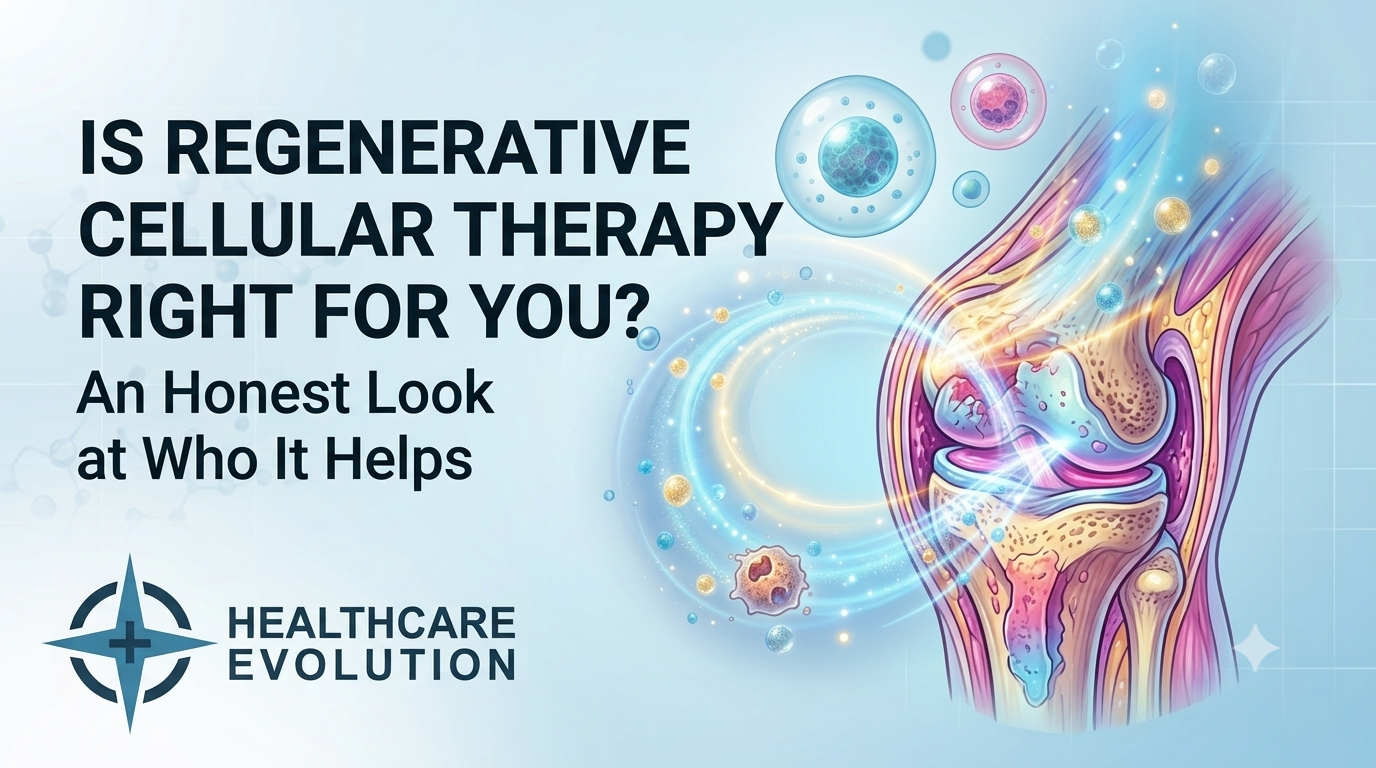 Is It Right for You banner from Healthcare Evolution, introducing an honest guide to who Regenerative Cellular Therapy helps near St. Louis.