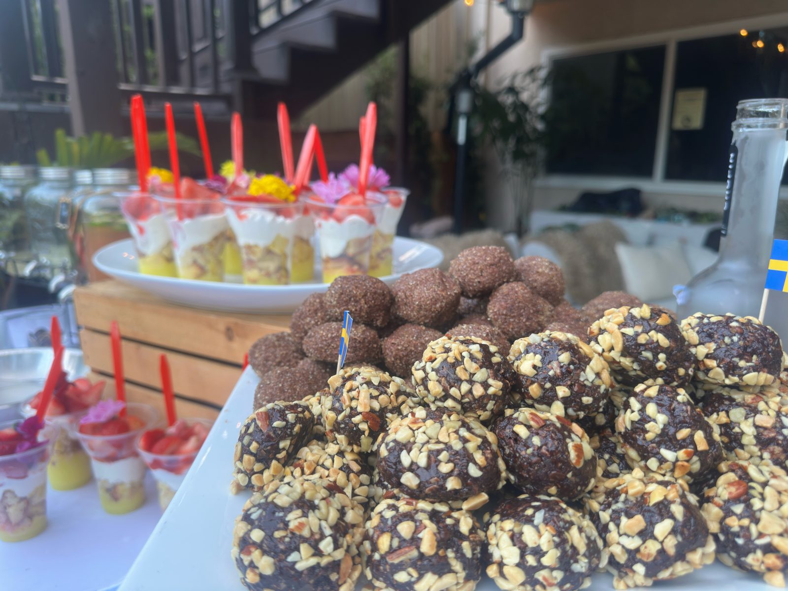 Dessert table with fruit parfaits