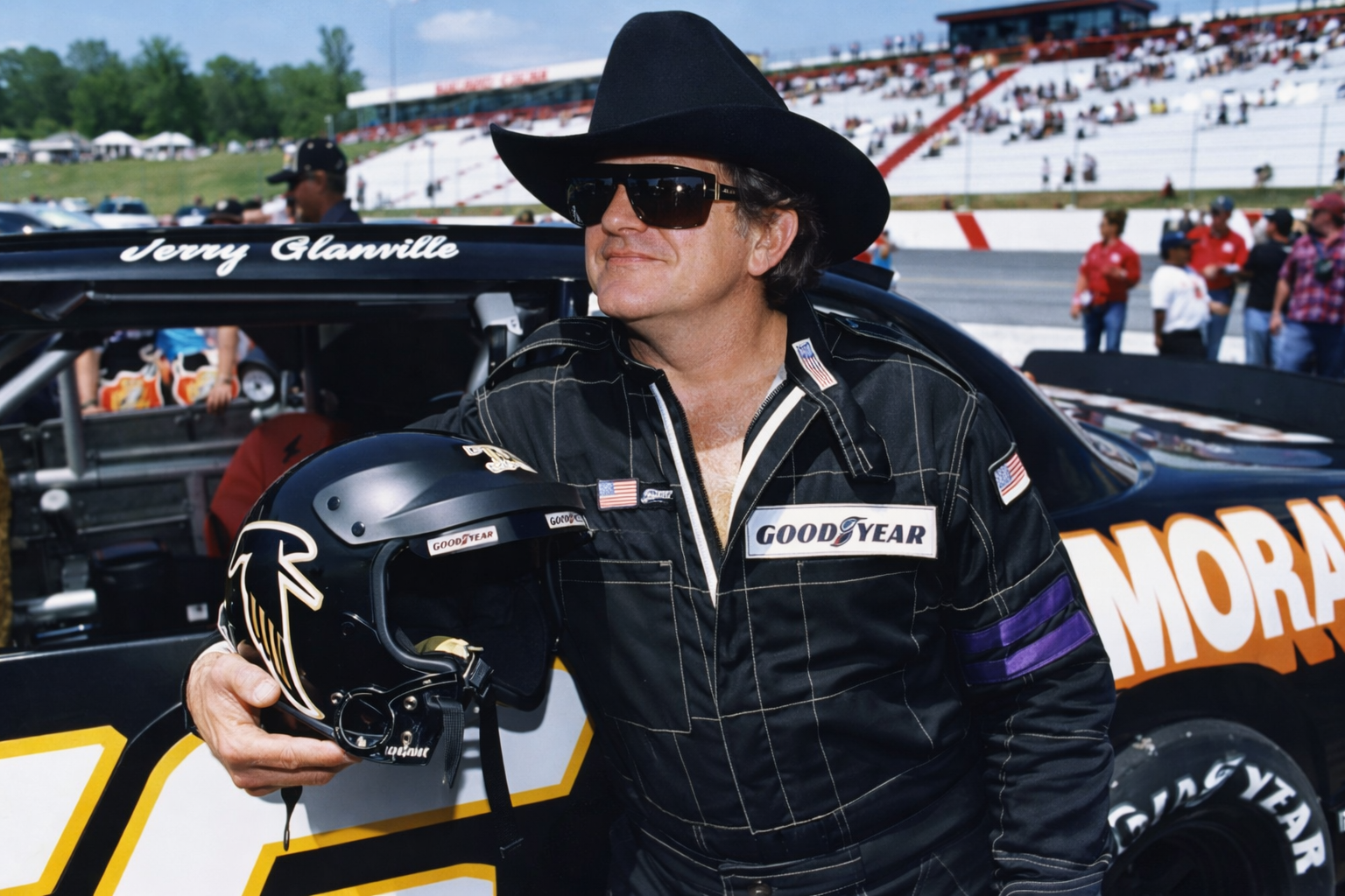 Glanville competing in NASCAR Glanville competing in NASCAR