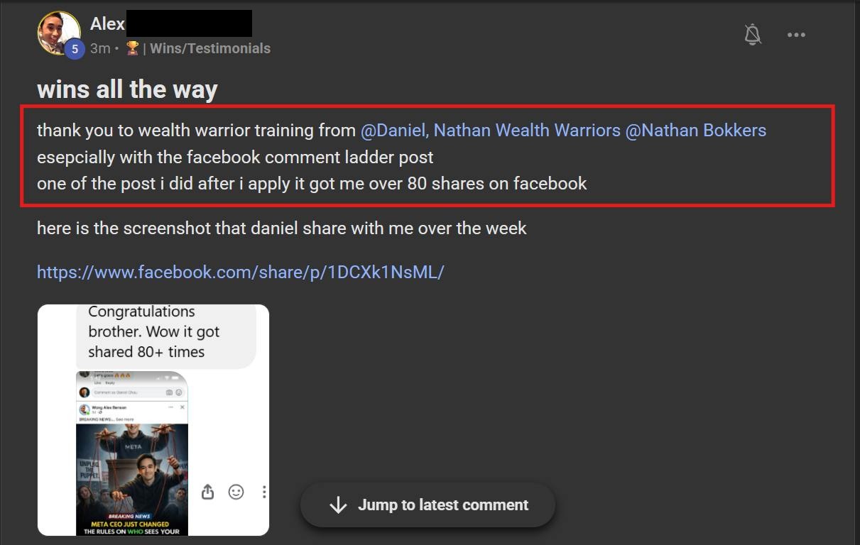 Wins all the way, over 80 shares on Facebook