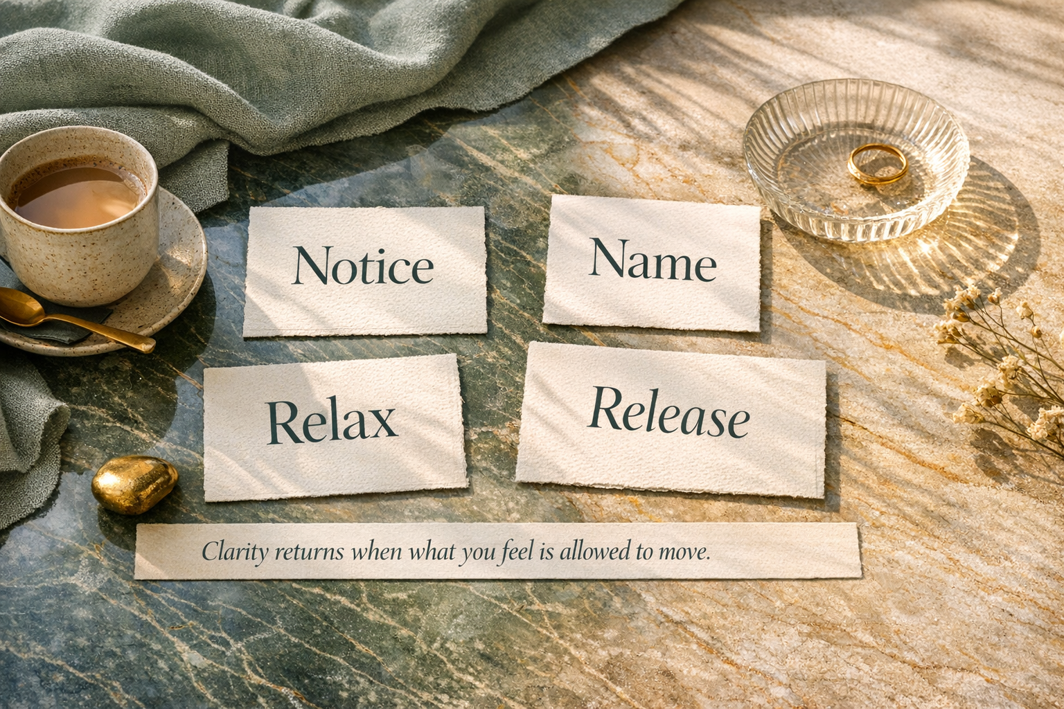 Emotional clarity as a form of leadership Another thread that felt deeply relevant, especially for women navigating both inner and outer demands, was emotional processing. Rebecca shared a simple practice: Notice → Name → Relax → Release This is not a technique to “fix” ourselves, rather it’s a way to clear what she describes as the “bugs on the windshield.” Because when emotions are unprocessed, they subtly shape how we see everything. And when we create space to move them through, something shifts. Clarity returns, our decisions soften into alignment, and so our responses become more grounded. This, too, is self-leadership – Being willing to face what we feel, rather than bypassing it.