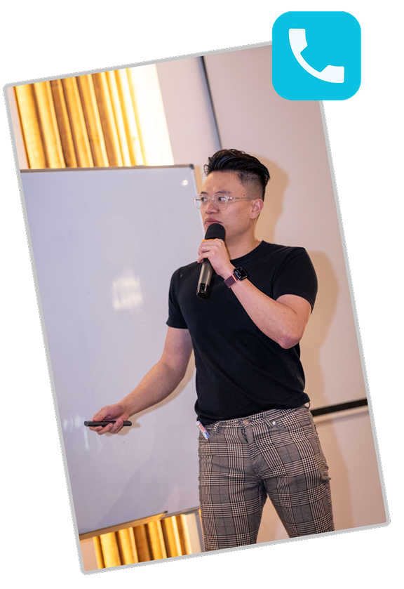 Kingsley Low is holding mic