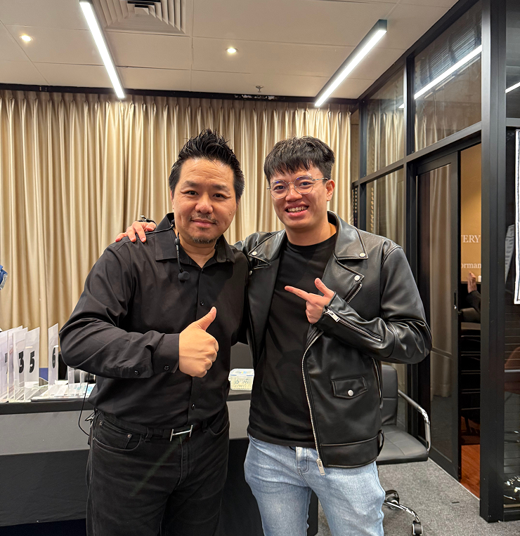 Kingsley Low with Dato James Foo smiling together