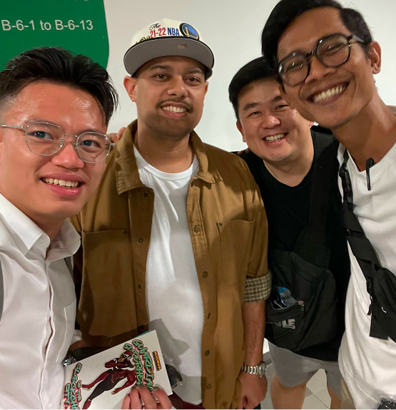 Kingsley Low with DJ Fuzz and his friends smiling together