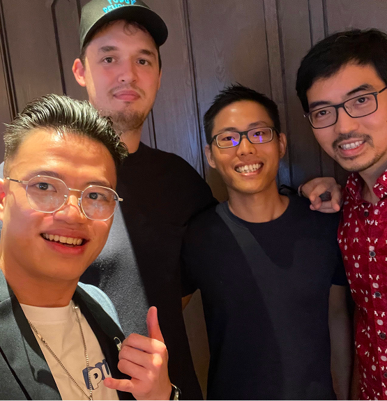 Kingsley Low with Bobby Ong and his friends smiling together