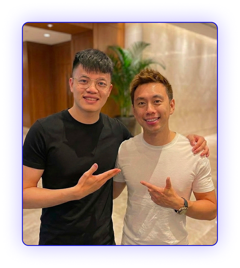 Kingsley Low is smiling with Peng Joon