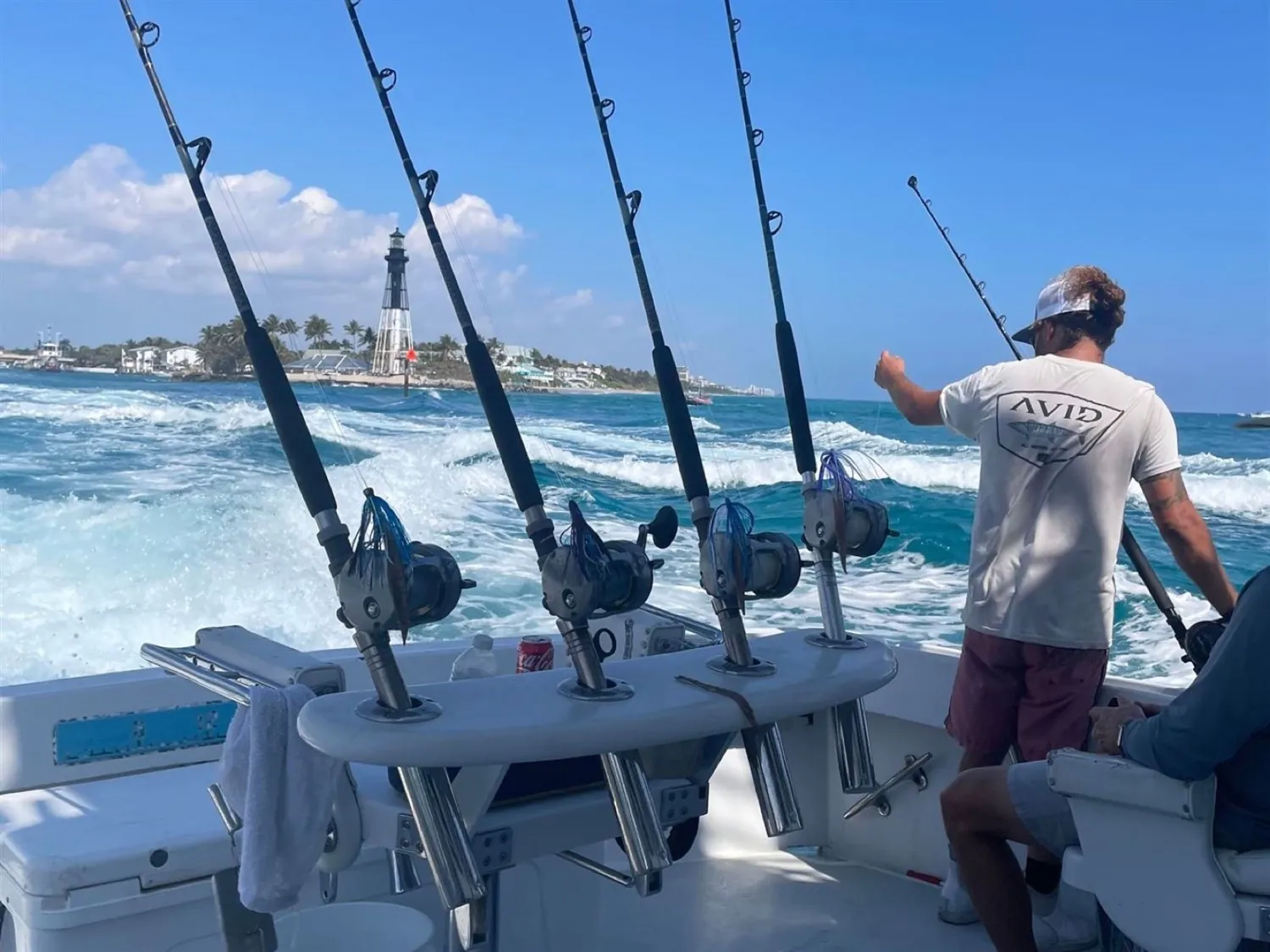 Fishing rods on a charter boat