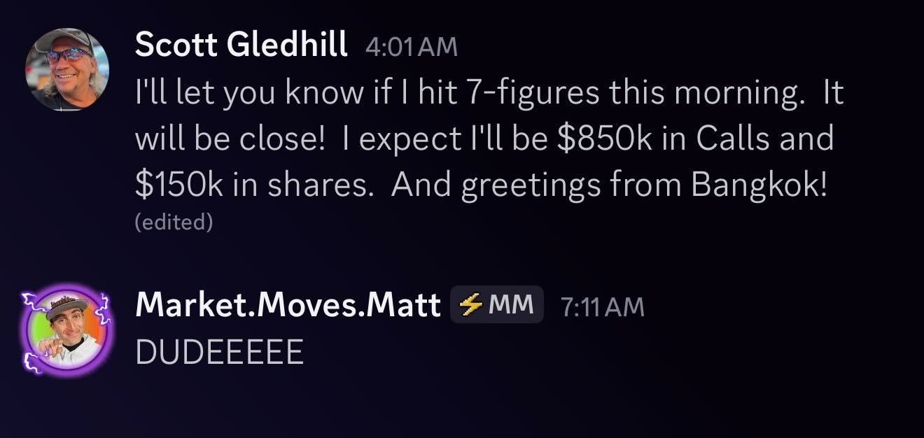 Scott Gledhill approaching 7 figures with $850K in calls