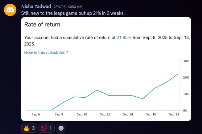 Nisha up 21% in 2 weeks new to LEAPs
