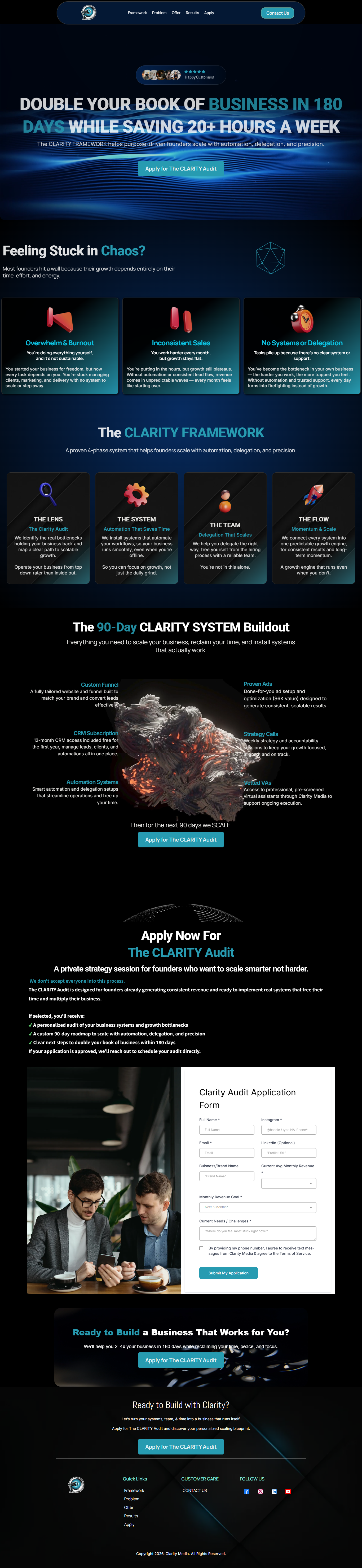 Clarity Media marketing systems and lead generation appointment funnel design